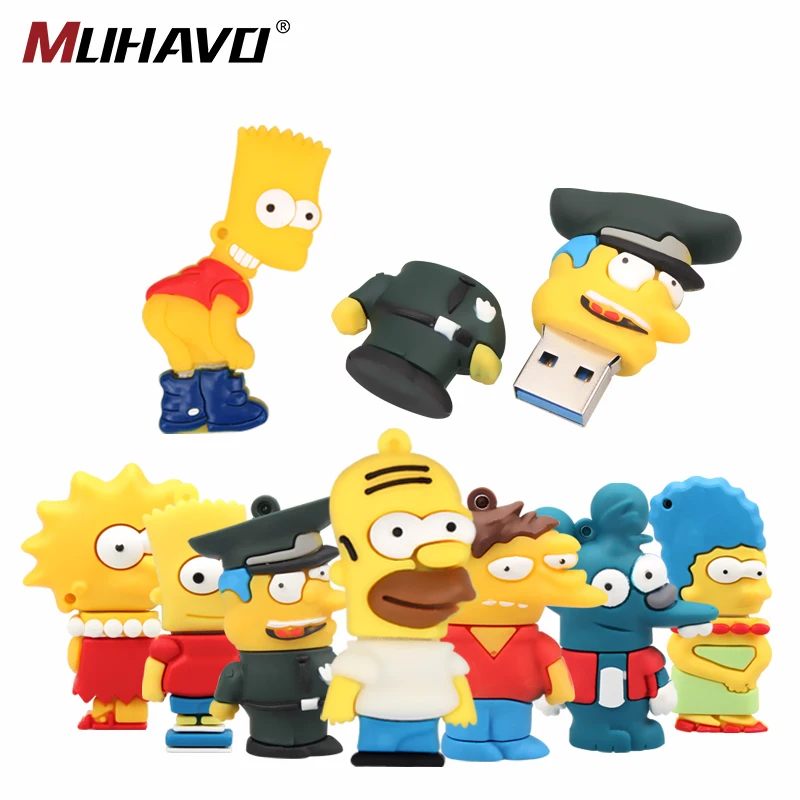 USB 3 0 силиконовая ручка 8 ГБ 16 32 usb флеш-накопитель 64 флешка 128 Симпсон карта памяти