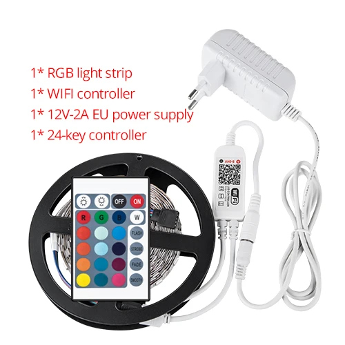 RGB EU and IR Set EeeToo, умный, Wifi, светодиодный светильник, водонепроницаемая, RGB лента, DC12V, лента, диод, светодиодный, Ночной светильник, приложение, дистанционное управление, работа с Echo Alexa - Испускаемый цвет: RGB EU and IR Set