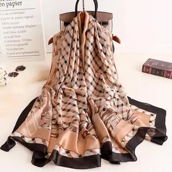 

Luxury brand Spring and summer new style silk headcloth ladies Fashion Multicolor print Large shawl women beach Popular scarf