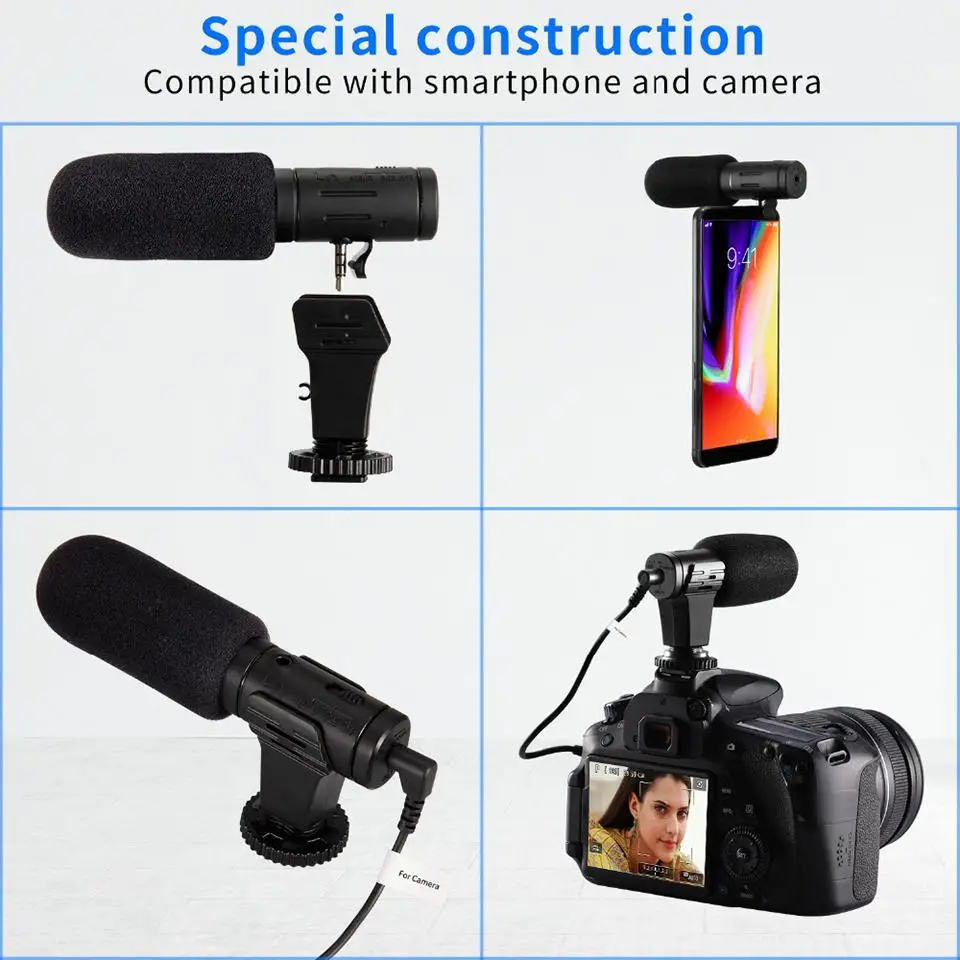 

MIC-07 Super 3.5mm Stereo Microphone VLOG Photography Interview Digital HD Video Recording Microphone for Smartphone and Camera