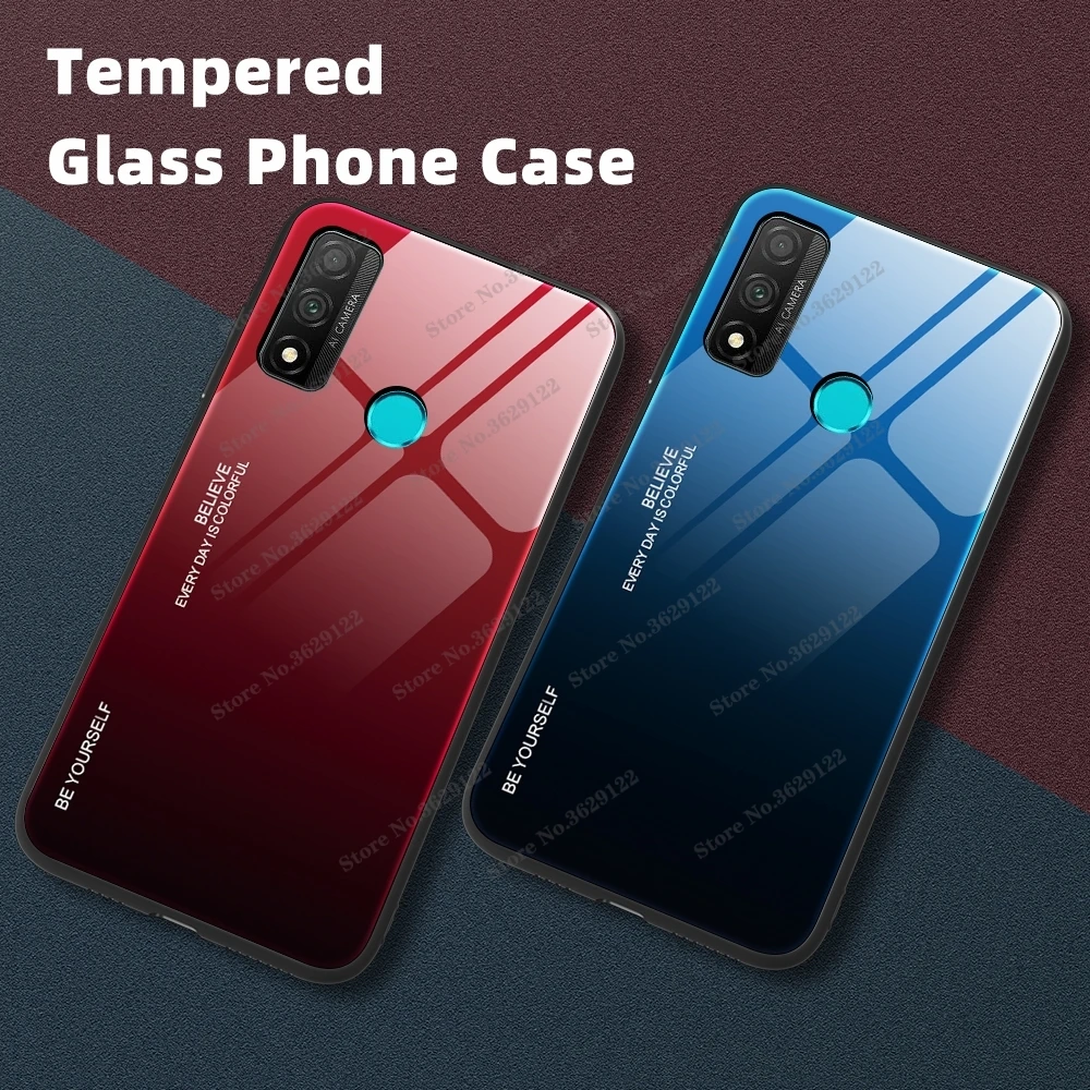 Luxury Tempered Glass Case For Huawei P Smart 2021 P smart 2020 Colorful Back Cover For Huawei P Smart Plus 2019 18 Phone Cases waterproof cell phone case