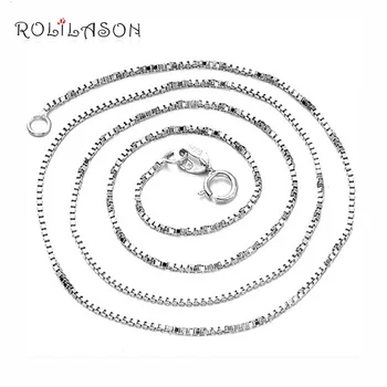 

ROLILASON New Box Chain Necklace Wholesale Price Pure 925 Solid Sterling Silver 45 cm 2017 Fine Jewelry SN102