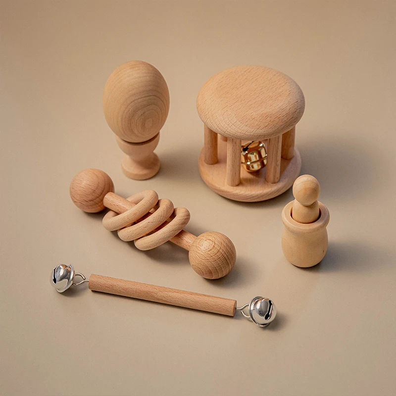 5/7Pc/Set Baby Montessori Toy Set Wooden Teether Music Rattles Graphic Cognition Early Educational Toys | Игрушки и хобби