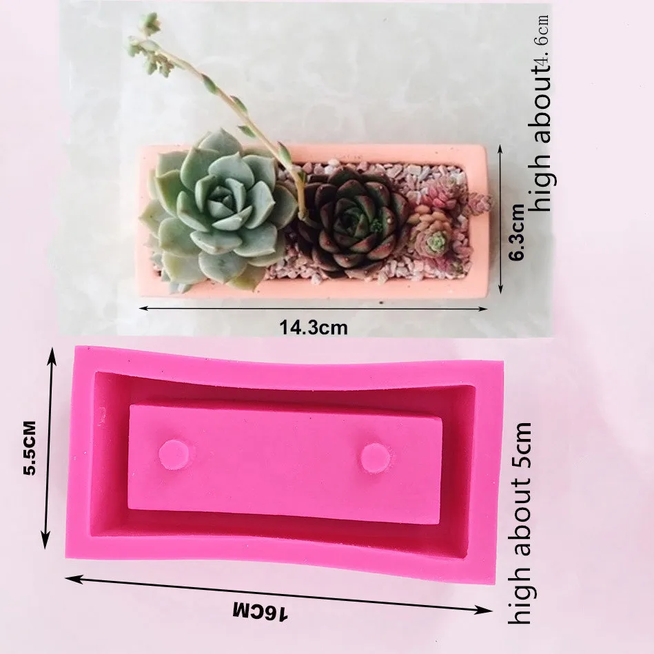 Rectangle Concrete Silicone Pot Mold Handmade Cement Clay Planter Mould