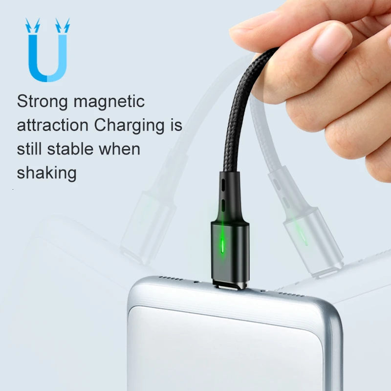 Elough Quick Magnetic Charger 3.0 4.0 Micro USB Cable for iPhone 8 POCO X3 Xiaomi Fast Magnetic Phone Charging Cord Type C Cable