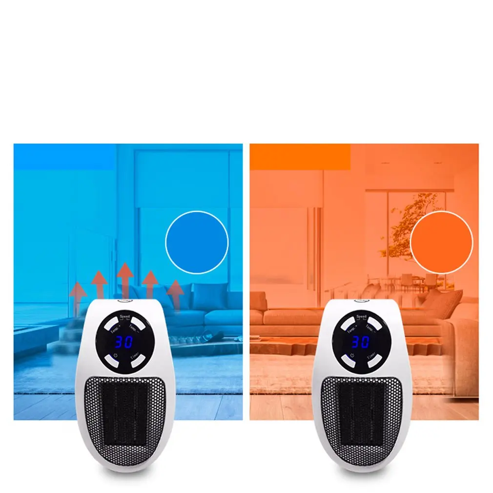 Light And Easy To Use Just Plug It Into The Socket Portable Electric Heater Fan Timing Air Warmer Wall-mounted Led Heater