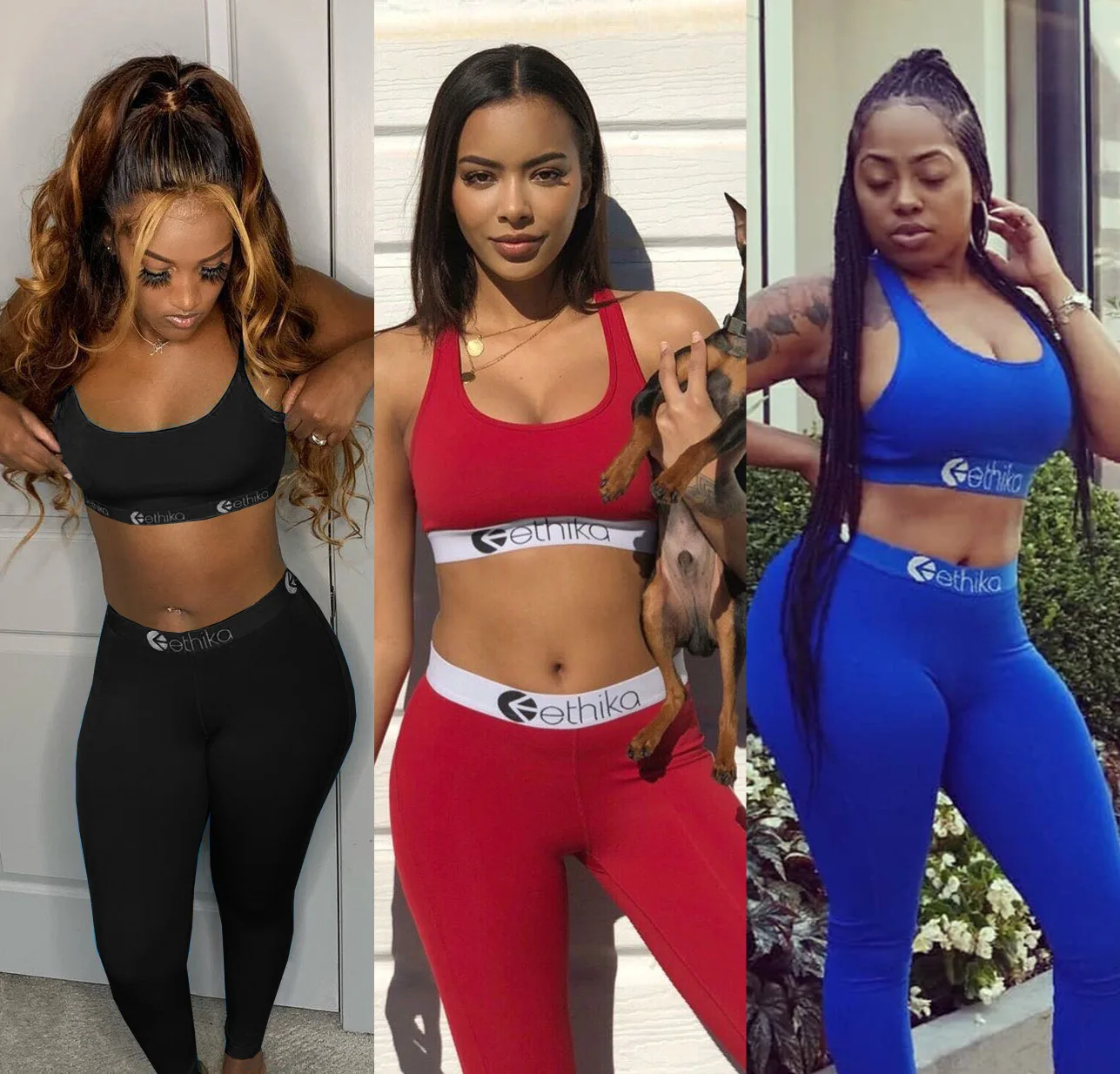 Top corto sin mangas y Leggings de Ethika para mujer, conjunto de 2 piezas Sexy ajustado para fiesta y discoteca, chándales sencillos de Color puro con cuello de pico profundo
