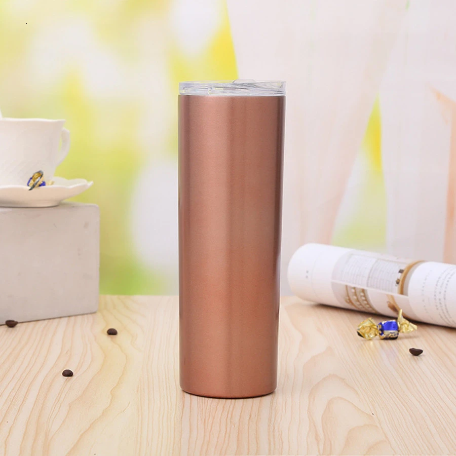 Rose gold 20 унций покрытый термос и Изолированная бутылка для воды термос из нержавеющей стали термос с соломинкой для горячей и холодной для напитков воды b - Цвет: Rose gold