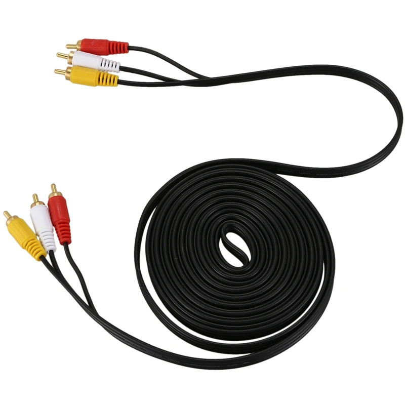 Тройной 3 RCA папа-папа Аудио Видео DVD кабель ТВ АВ 4,6 м длинный черный