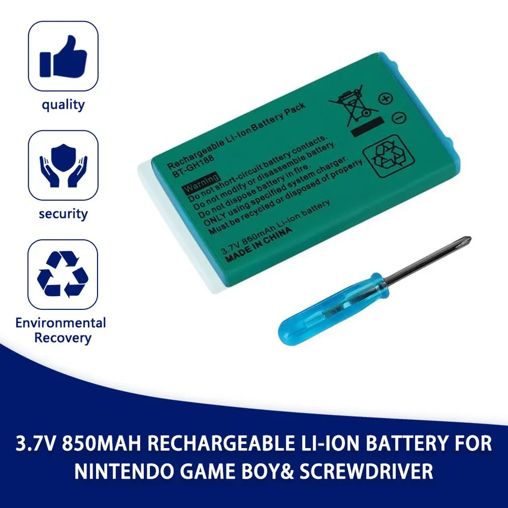 3,7 в 850 мАч перезаряжаемая батарея для nintendo для систем Game Boy Advance SP с отверткой литий-ионная полимерная литиевая батарея