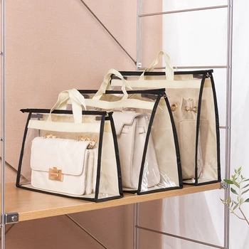 

Transparent Handbag Moisture-Proof Storage Bag Fashion Purse Handbag Protector PVC Plastic Dust Cover Bag Storage Artifact