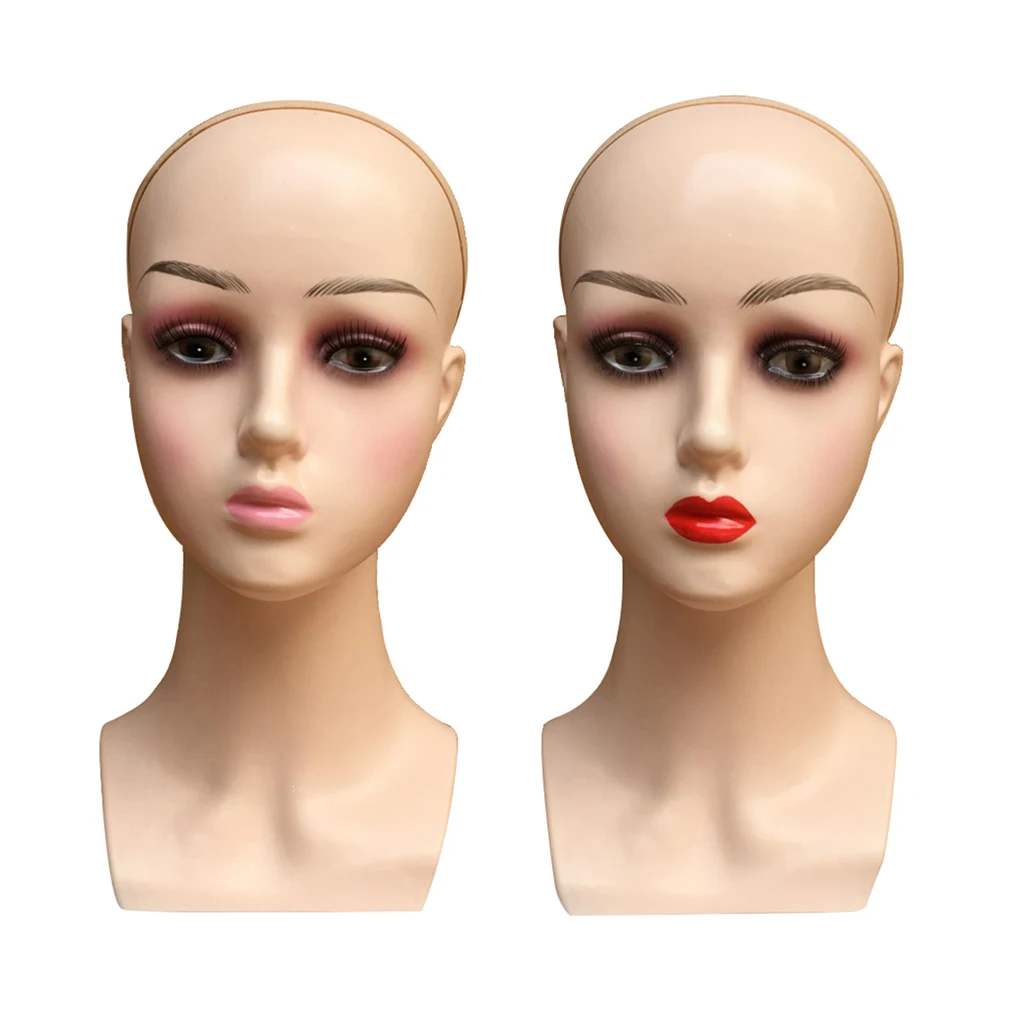 Female Professional Cosmetology Bald Mannequin Head for Making Wigs, Displaying Wigs, Glasses, Hair with Wig Net Cap