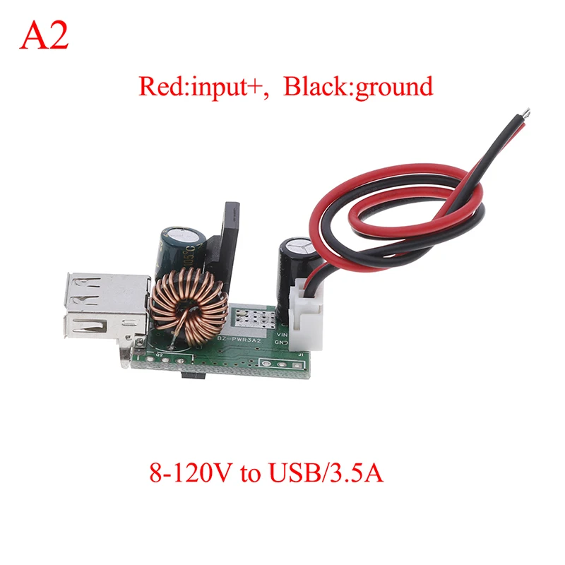 A2 DC-DC понижающий преобразователь 120 в 96 в 84 в 72 в 60 в 48 в 36 В до 5 в 12 В 24 В USB питание с кабелем - Цвет: A2