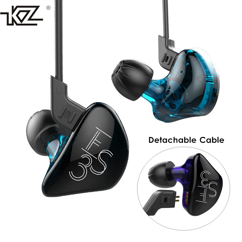 KZ ES3 HiFi наушники с сильными басами 4 драйвера 3,5 мм проводные наушники с сбалансированной арматурной динамической гарнитурой с шумоподавлением