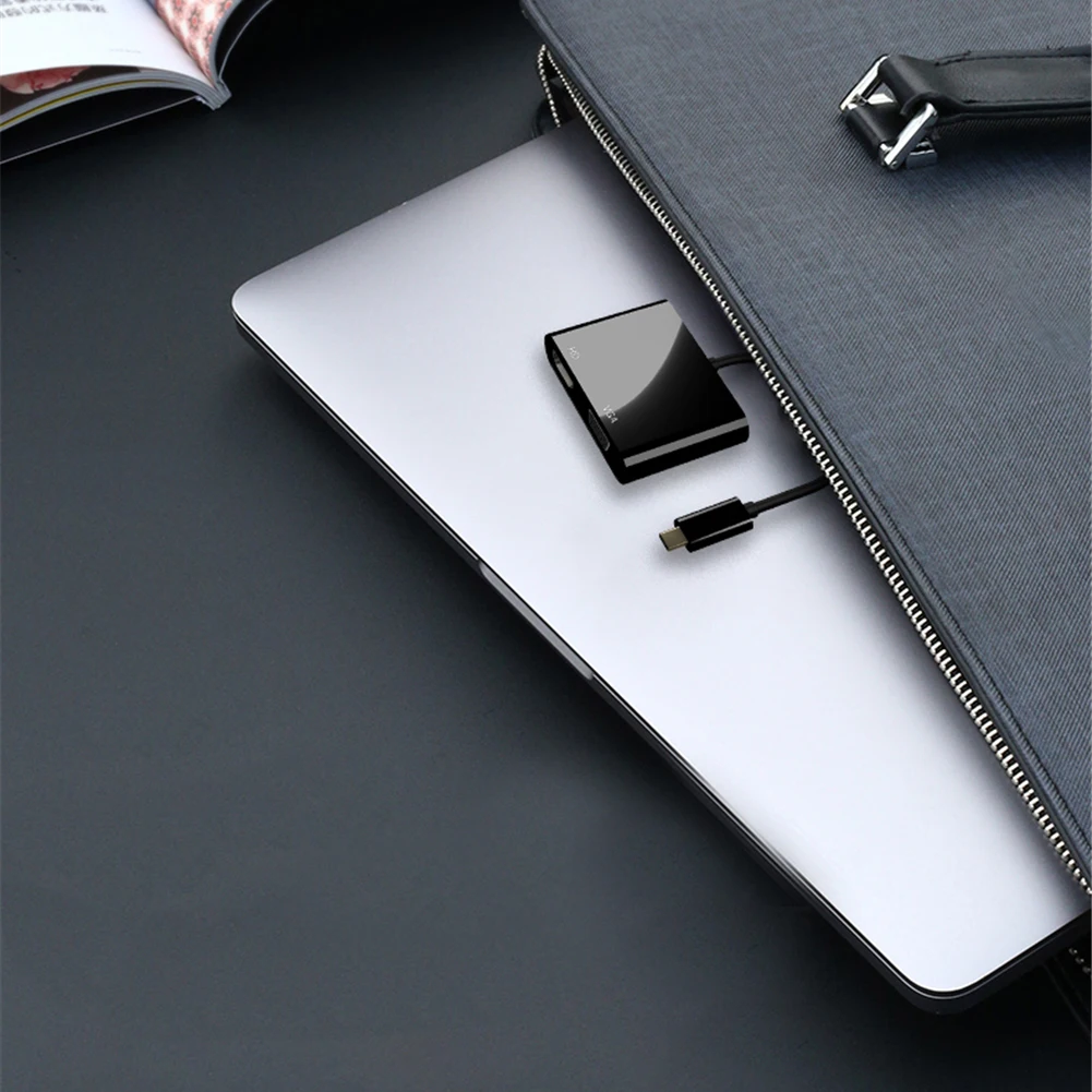 USB-C к HDMI 4K 30Hz VGA адаптер USB 3,1 type C USB-C к VGA HDMI преобразователи видеосигнала адаптер два выхода порта адаптер