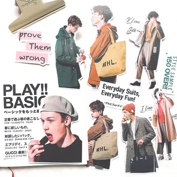 

12Pcs/Set Japanese Man Boy Fashion Style Sticker Magzine DIY Craft Scrapbooking Album Journal Happy Planner Decorative Stickers