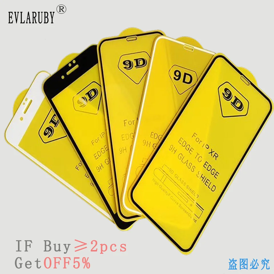 Защитное стекло 9D для iPhone 6/6S/6S Plus/7/7 Plus/8/8 Plus/X/XS/XS Max/XR/11/11 Pro/11 Pro Max черный/белый |