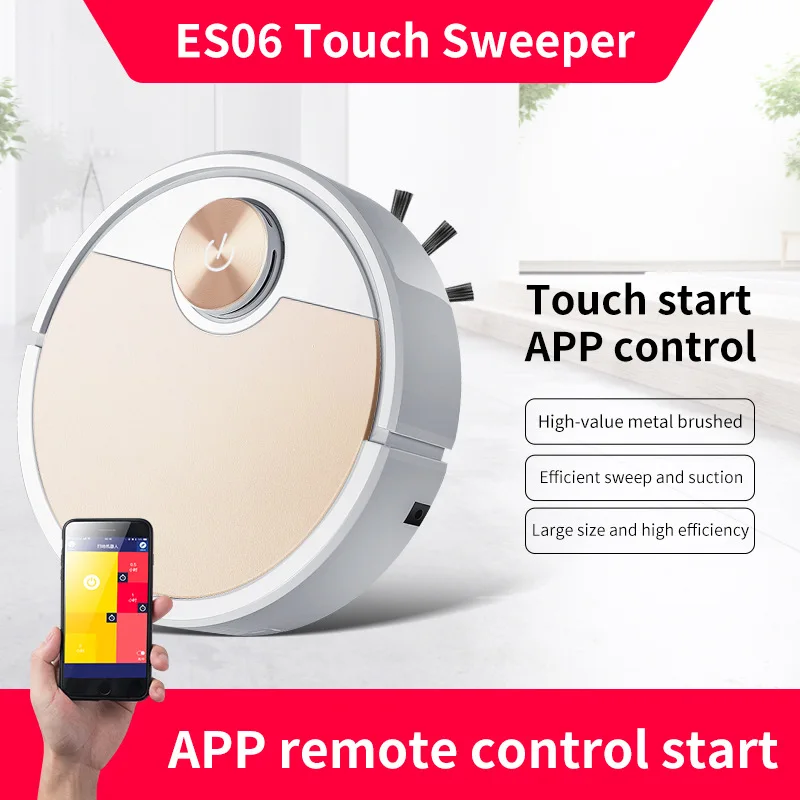 Photo Product ES06 Robot Vacuum Cleaner Smart Vaccum Cleaner for Home Bluetooth Phone App Control Automatic Dust Removal Cleaning Sweeper