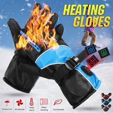 Электрические перчатки зимние с 3 зубцами перчатки с подогревом лыжные мужские и женские водонепроницаемые рукавицы теплые перчатки для сноуборда ветрозащитные черные перчатки
