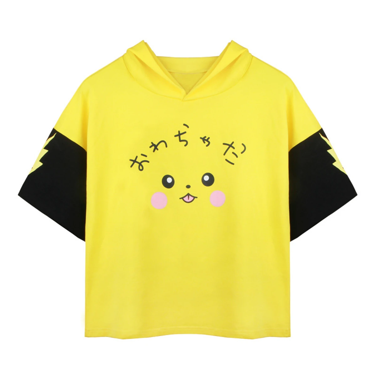 Harajuku мультфильм для женщин и девушек; Хэллоуин Косплей-Костюм Пикачу Желтый худи топы рубашки Юбки куртка с курткой, футболкой - Цвет: Hoodie