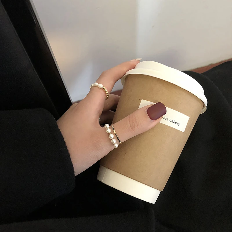 Женское Двухслойное кольцо с искусственным жемчугом элегантные блестящие