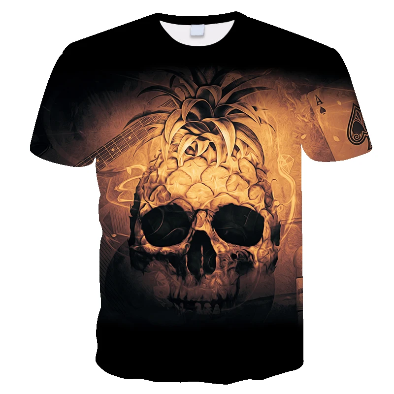 Мужская летняя футболка с короткими рукавами и принтом в виде черепа 3D дышащая