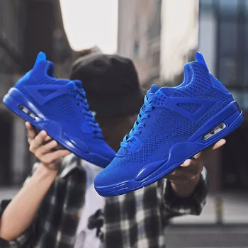

Men Air Cushioning Sneakers Jogging Running Shoes Breathable Sport Shoes Casual Solid Street Trend Shoes Plus Size 36-46