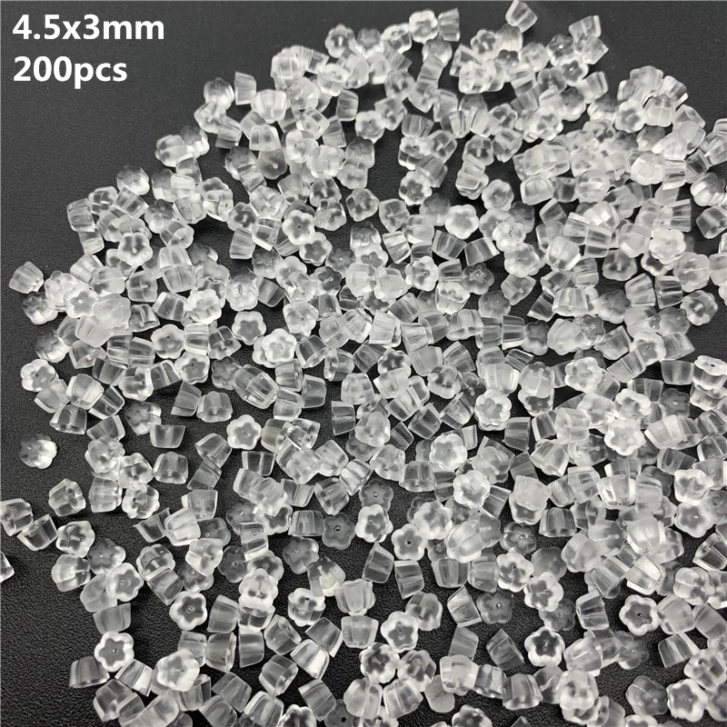 Topes traseros para pendientes de silicona suave, accesorios para hacer joyas, 3/4/5/6MM, 200 Uds.