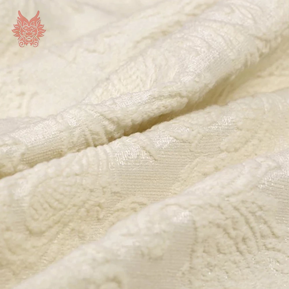 French 3D luxury style white double-sided jacquard metallic wool fabric for winter trench coat suit telas por metro telas SP5904