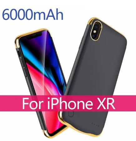 3500/4000/5500/6000 мА/ч, Батарея чехол для iphone 6 6s 7 8 X XS MAX XR тонкий зарядное устройство Powerbank чехол для iphone 8 7 6 6s плюс - Цвет: For iphone XR Black