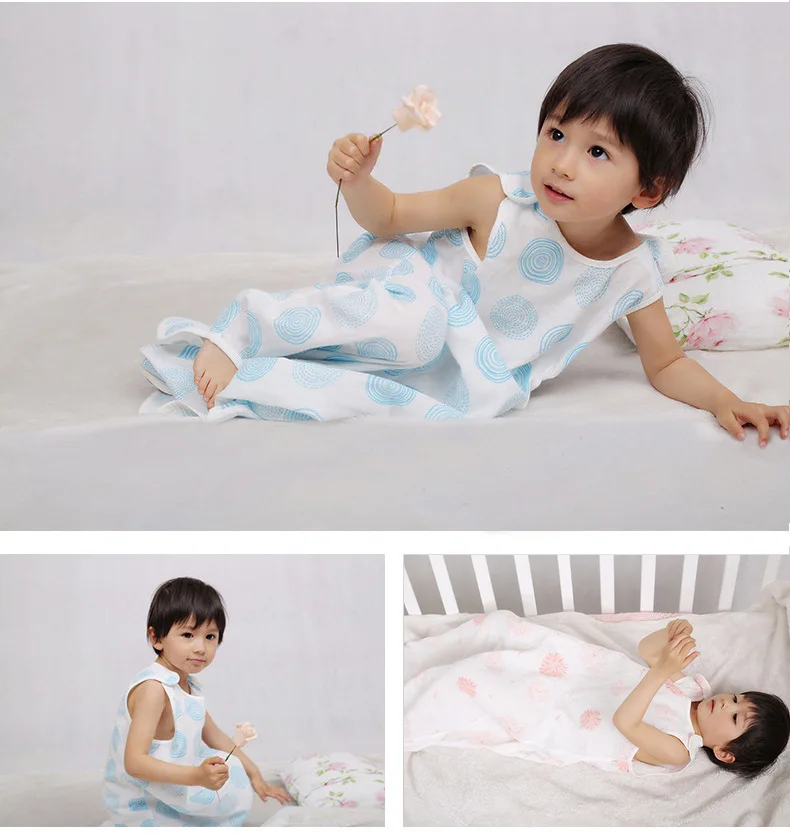 Муслиновый хлопковый спальный мешок для малышей от 0 до 4 лет, спальный мешок без рукавов для малышей, спальный мешок для детей, детская одежда для сна