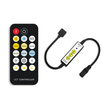 

DC5-24V IR 3Keys LED Dimmer Controller 17Keys Wireless Remote Control for CCT Color Temperature Strip Light Background Cabinet