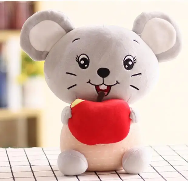 apple Candice guo милая плюшевая игрушка мультяшное животное Зодиак Китайский Год счастливый Мышь Крыса Мягкая кукла держать карман бутылочка для кормления подарок - Цвет: apple