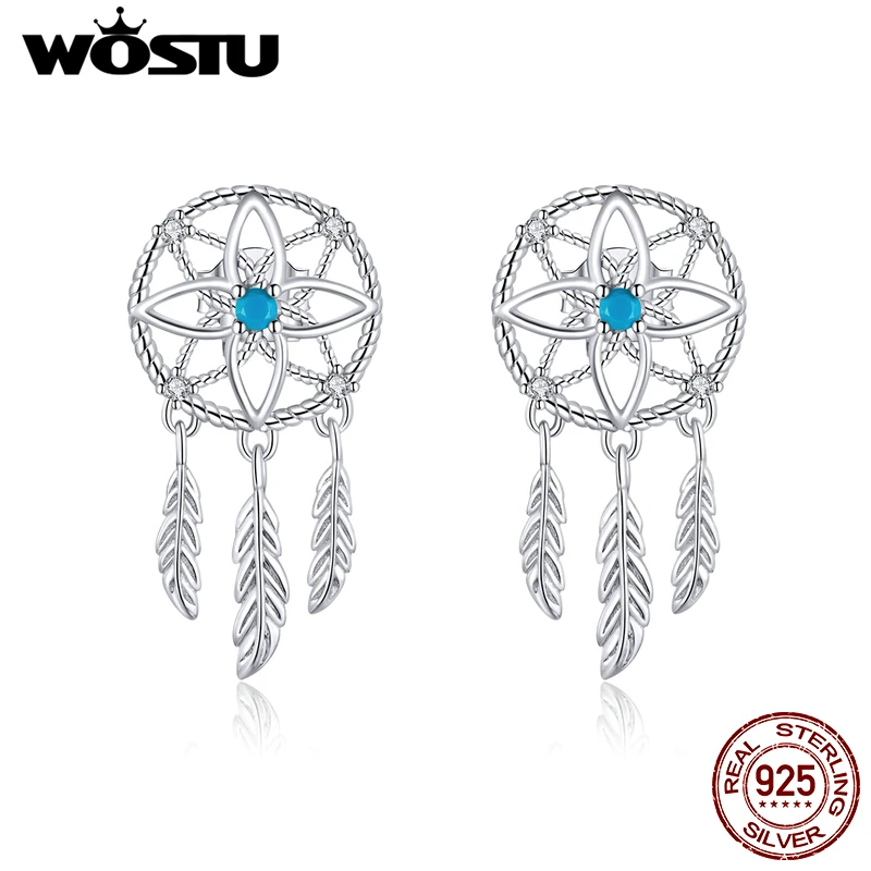 Женские Висячие серьги WOSTU из стерлингового серебра 925 пробы с синим цирконием и