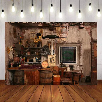 

Mehofond Vintage Wild West Photography Background Retro Western Wooden House Wood Casks Cowboy Backdrop photocall Photo Studio
