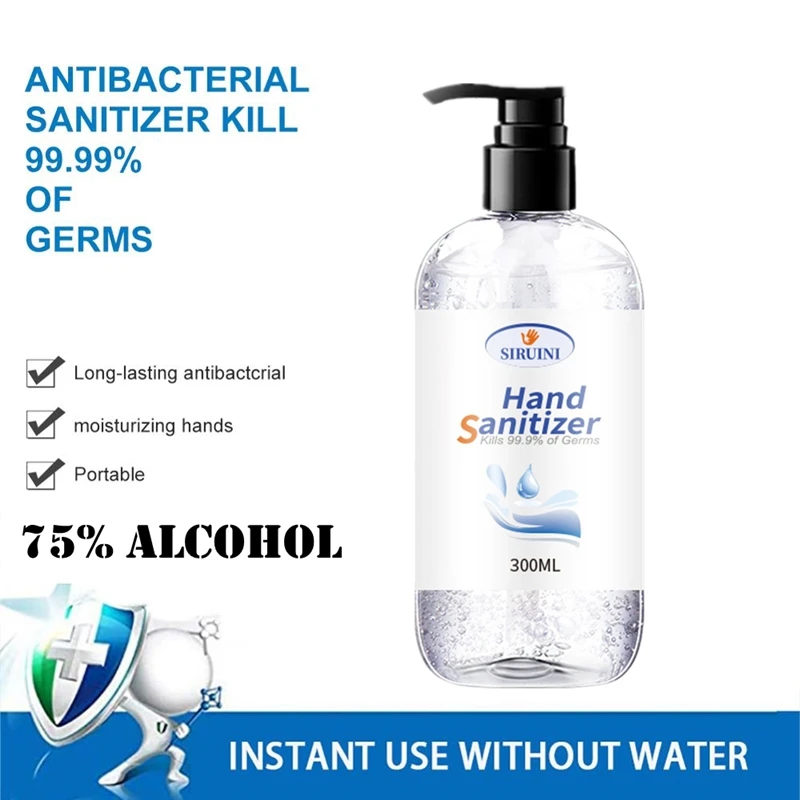 

300ML Hot Sale Anti-Bacteria Hand Sanitizer Alcohol Gel Moisturizing Liquid Disposable No Clean Quick-drying Waterless Hand Gel