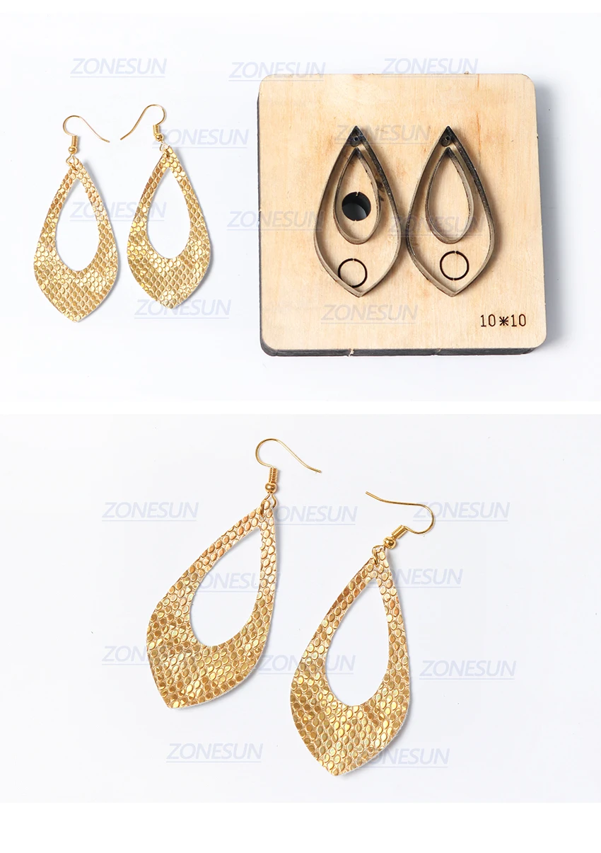 ZONESUN H8 DIY Custom Cutter Leather Earring Cutting Die Leather Cut Out Earring For Steel Rule Die Cutting Machine Press Tools