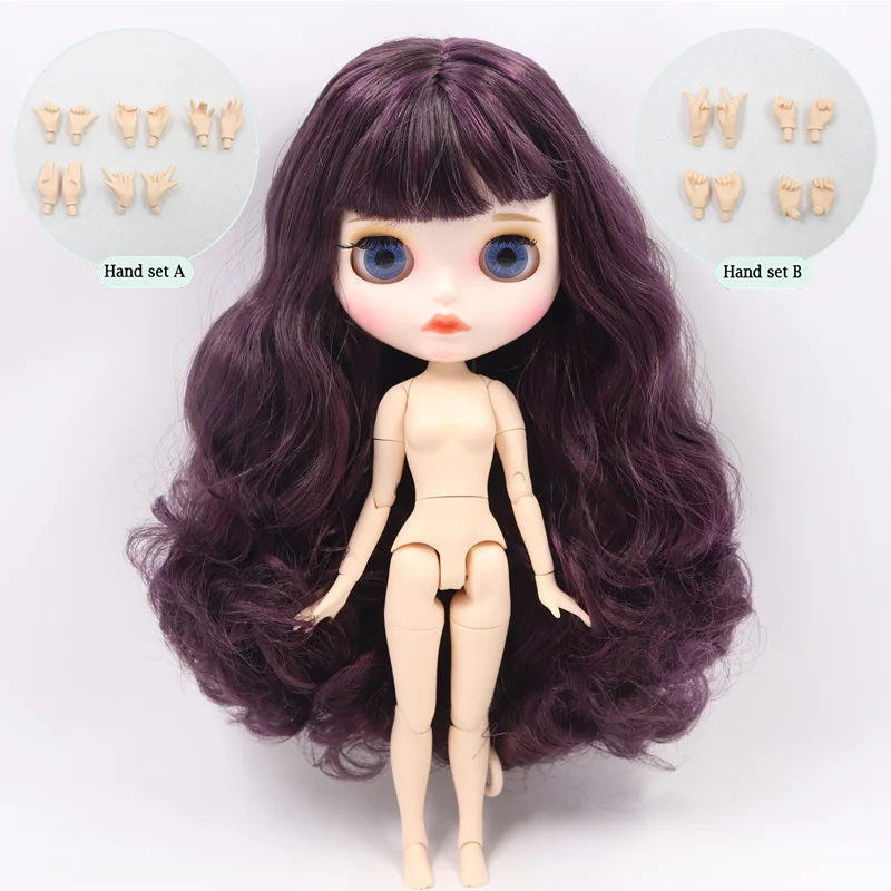ICY Nude Blyth кукла на заказ № BL135/950 фиолетовый микс каштановые волосы белый цвет кожи 1/6 bjd, pullip, licca, jerryberry - Цвет: B doll with hand AB