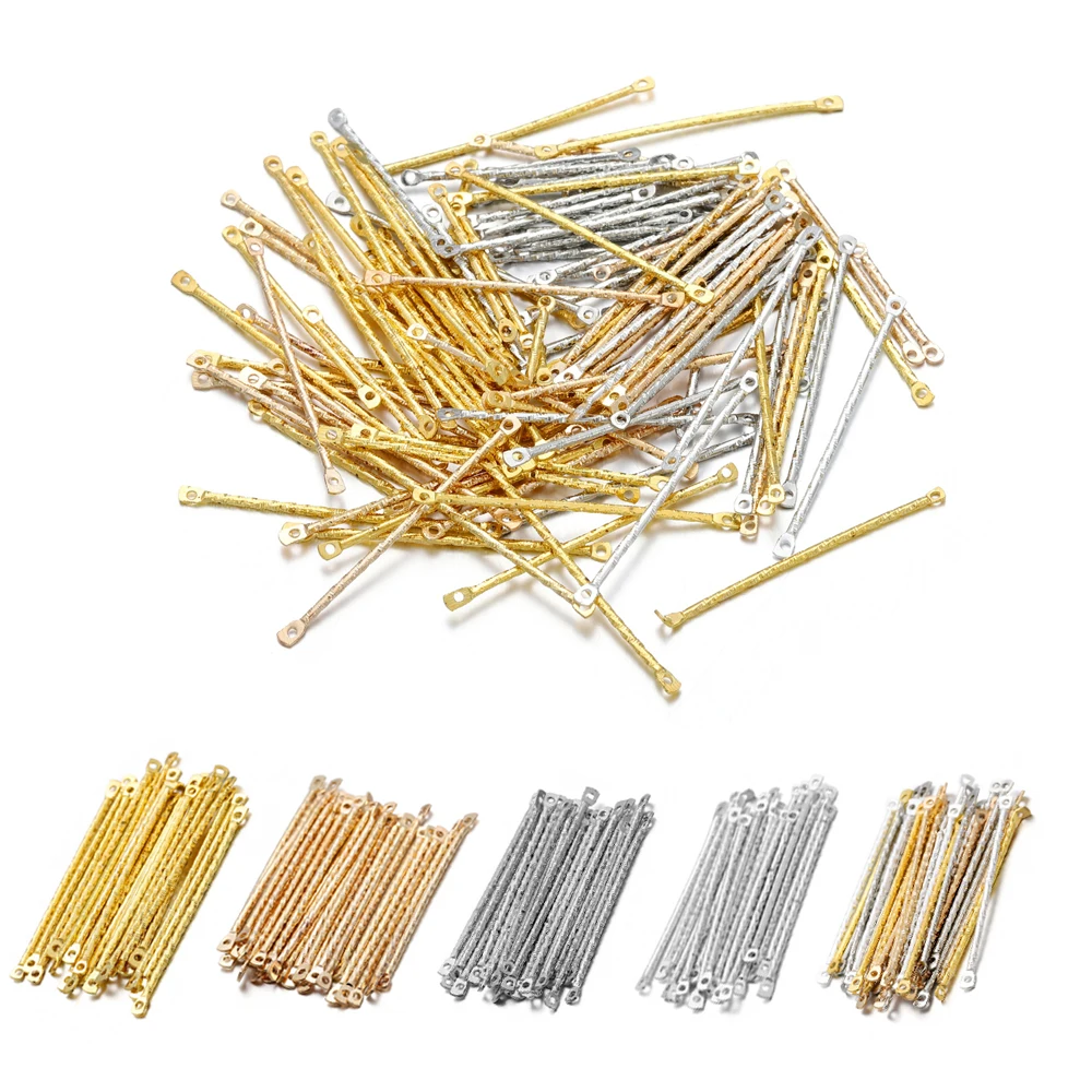 50 шт 15-40 мм Золотой скрученный стержень 2-Hole Stick Strip серьги соединительные Серьги