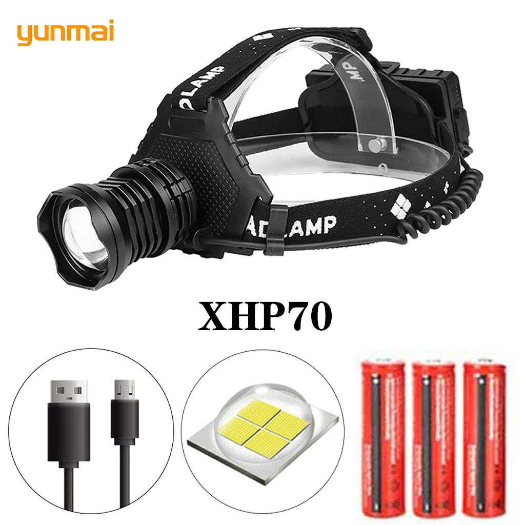 Налобный фонарь XHP70 светодиодный 5 режимов с аккумулятором 2019|Налобные LED-фонари| |