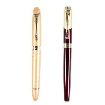 

Jinhao 2 Pcs Pen: 1 Pcs M Nib 18KGP Fountain Pen (Curve Gold) & 1 Pcs 9009 18K Ballpoint Pen