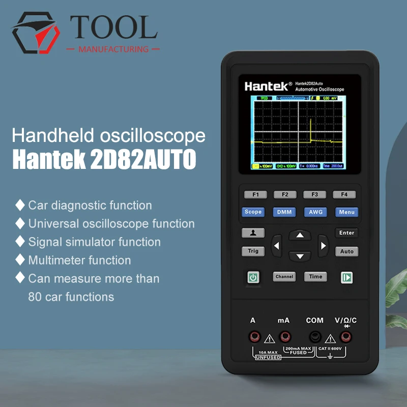 

Oscilloscope Handheld Hantek Portable 4-in-One Digital Detector 80Mhz 2D82AUTO signal source Automotive Diagnostic 250MSa/s