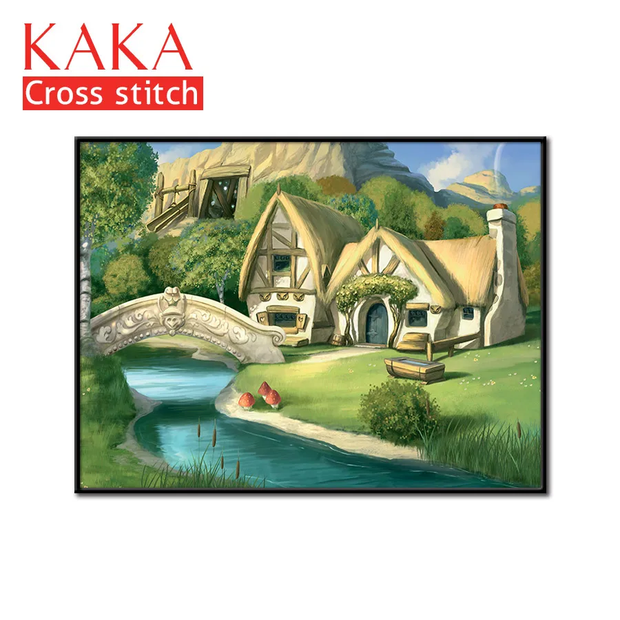 

Cross stitch kits,Embroidery needlework sets with printed pattern,11CT-canvas for Home Decor Painting,Landscape Full NCKS042