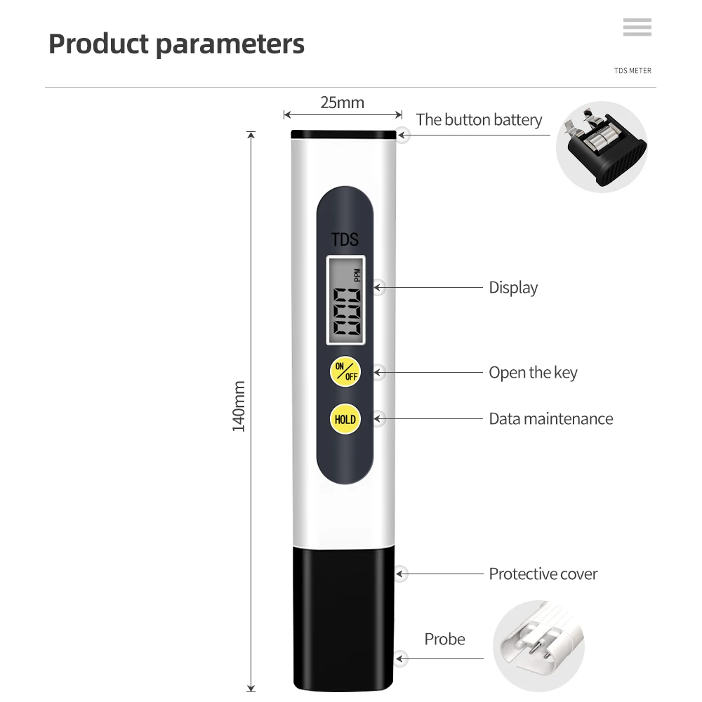 AquaLutio Digital TDS Meter 0-9999 PPM Temp Pen Design For Hydroponics Aquariums