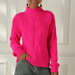 Великолепный женский свитер, Женский пуловер, свободный свитер с длинным рукавом, топы, Вязаная блуза, топы, розовые женские свитера