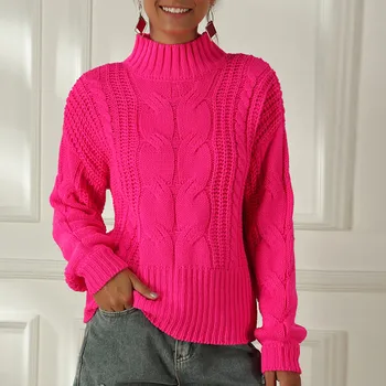 

Gorgeous Women's Sweater Ladies Pullover Loose Long Sleeve Sweater Tops Knitwear Blouse Tops Pink Female Sweaters Female Clothes
