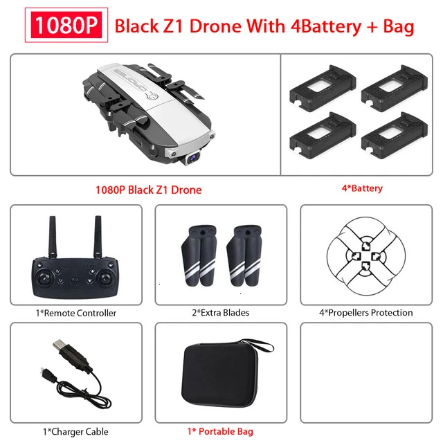 Z1 Wifi FPV мини-Дрон с камерой 1080P 4K HD Оптическое позиционирование потока управление жестами Rc Квадрокоптер Vs sg106 Visuo xs816 Дрон - Цвет: 1080P Black Z1 4B