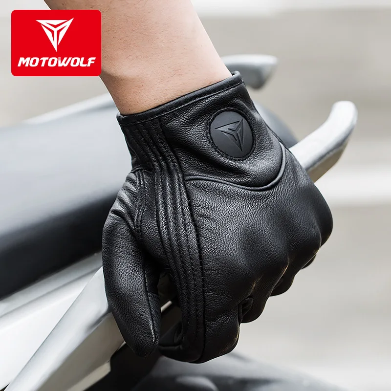 Leather Motorcycle Gloves Leather Riding Windproof Touch Screen Breathable Summer Motociclista Guantes Moto