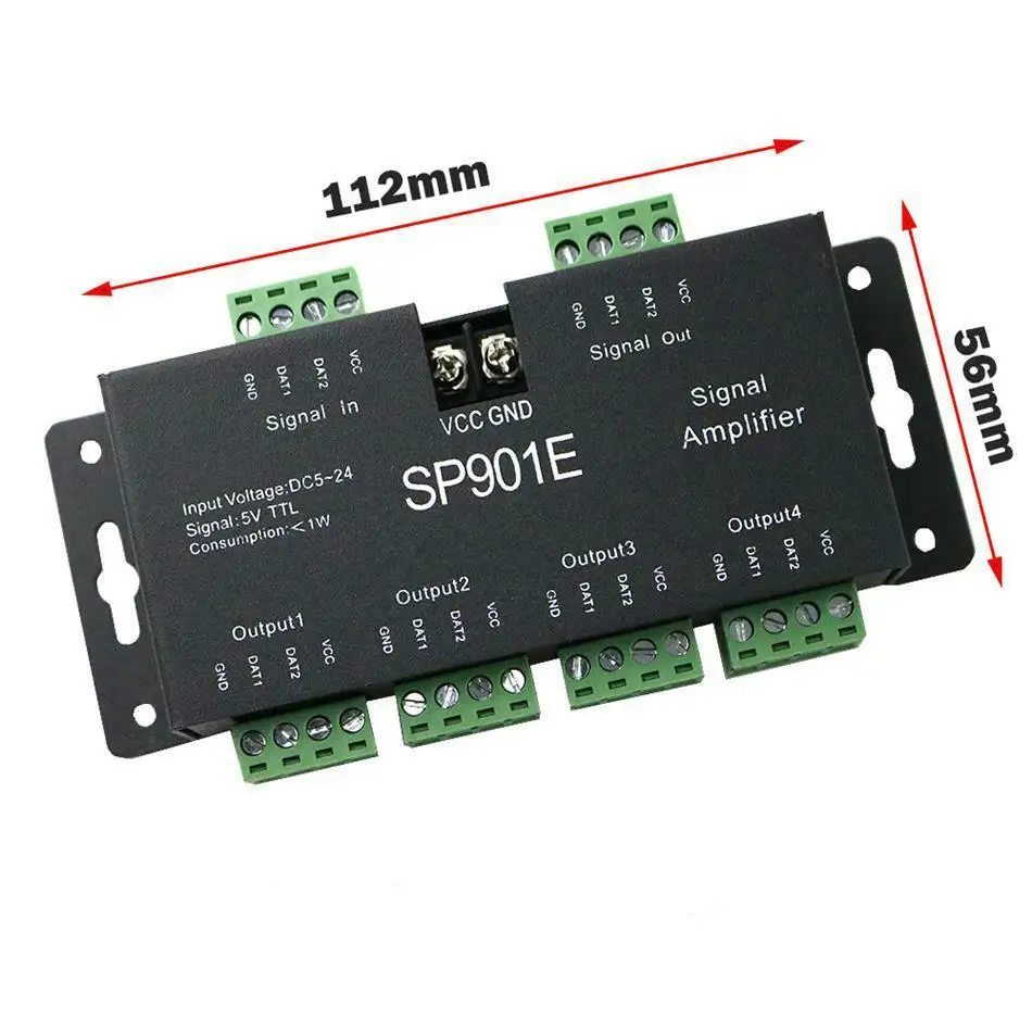 SP901E SPI усилитель сигнала TTL светодиодный контроллер для WS2812B WS2811 RGB адресуемый
