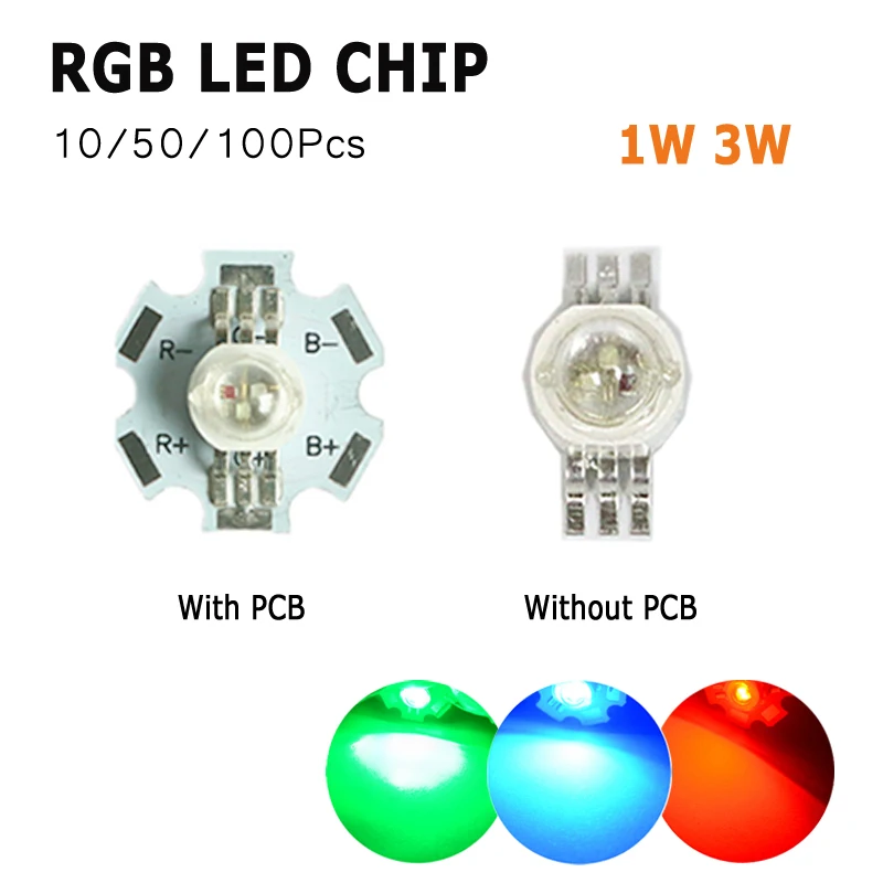 10 50 100pcs White Red Blue Yellow Diodes Chip LED COB Chip 3 Watts Lamp Beads